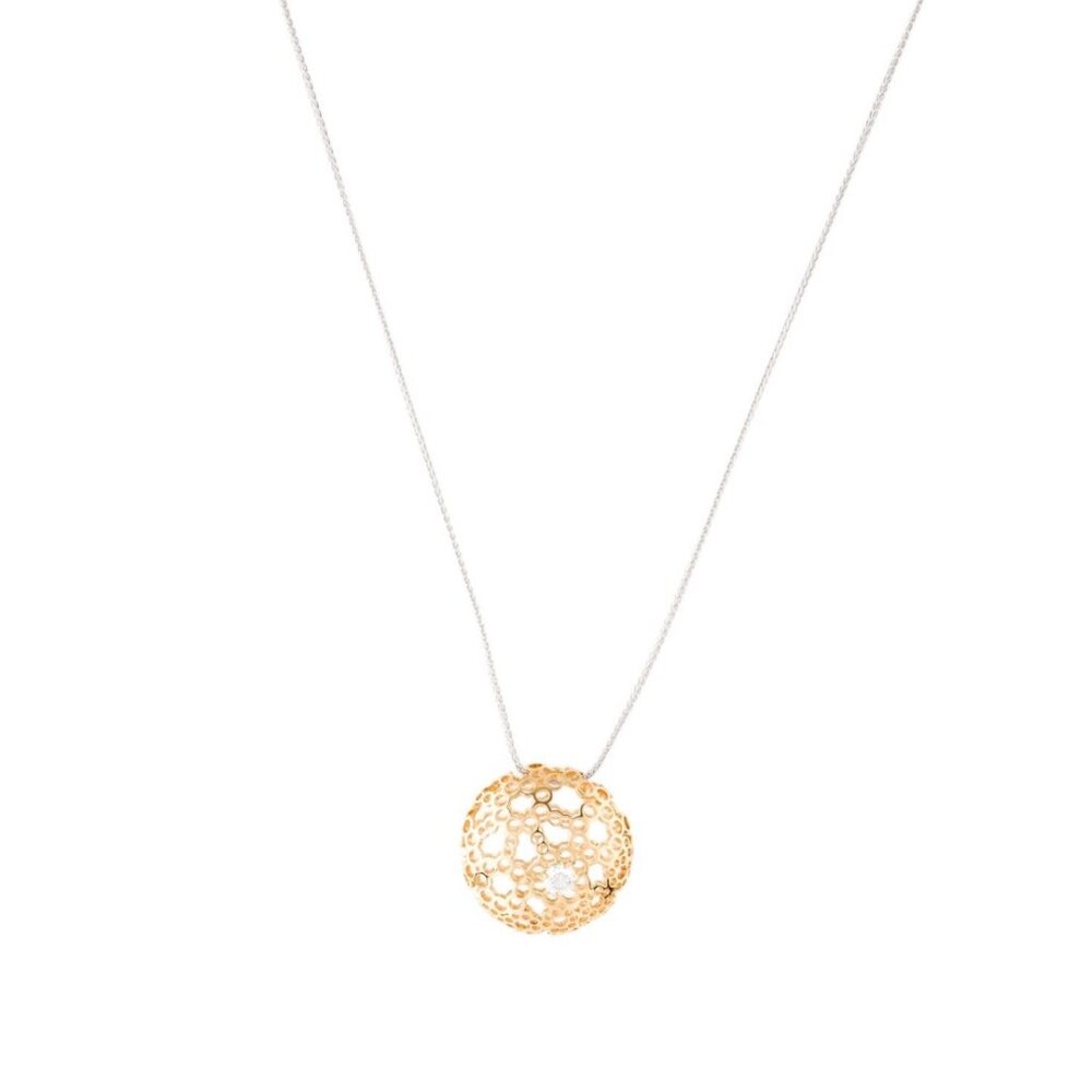 HEARTS ON FIRE 18K WHITE & YELLOW GOLD DIAMOND PENDANT NECKLACE